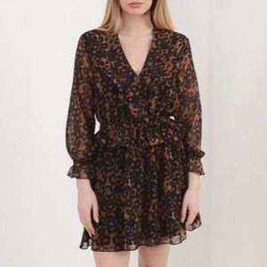 Scotch & Soda Maison Leopard Ruffle Mini Dress